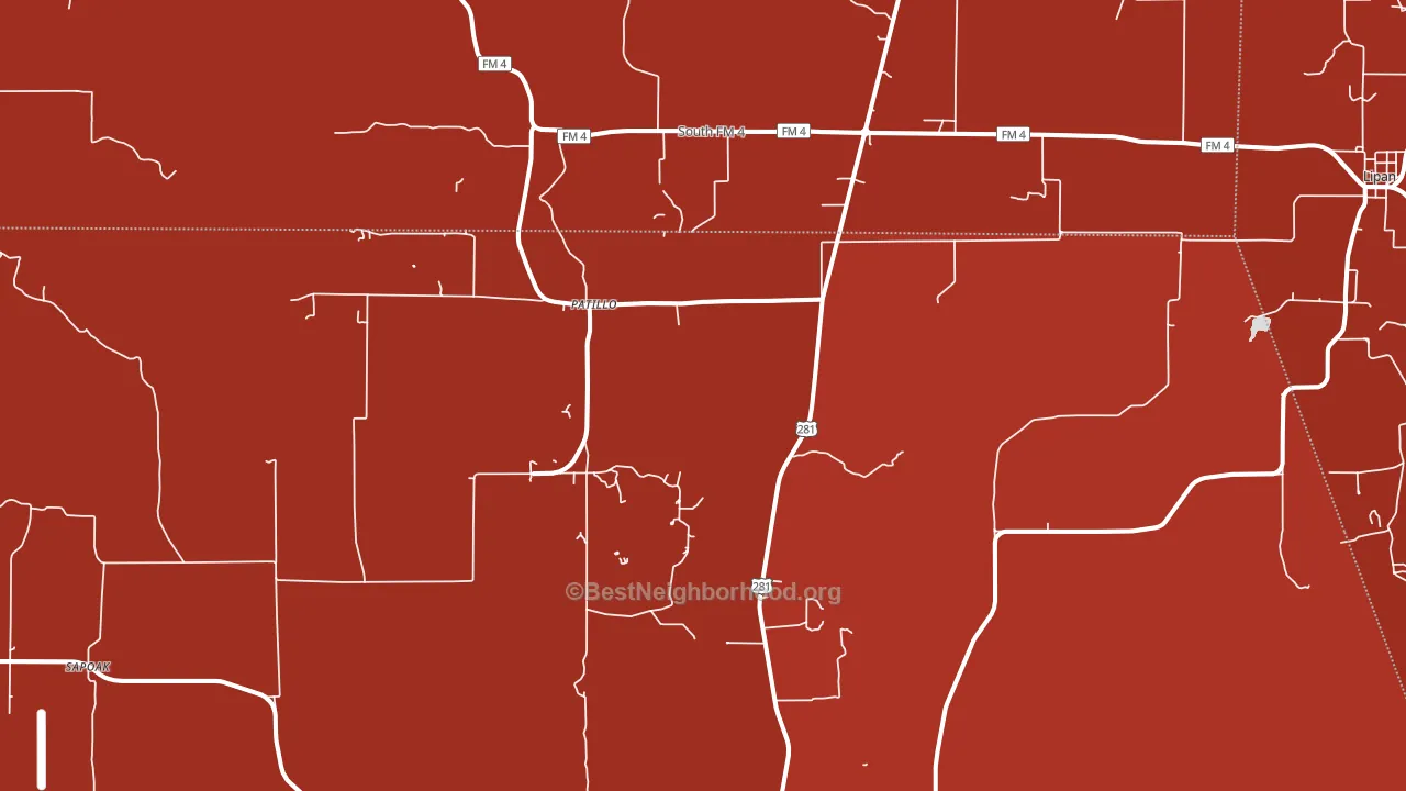 Patillo, TX block-group political-lean map