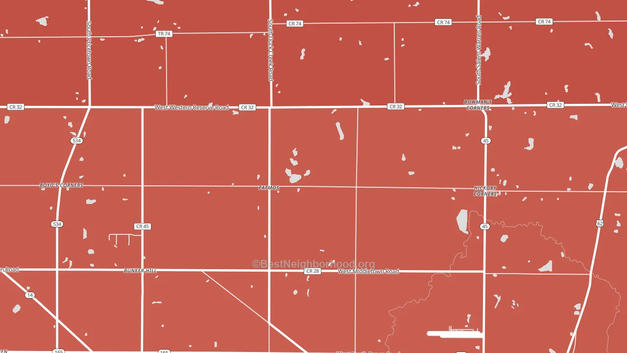 Patmos, OH block-group political-lean map