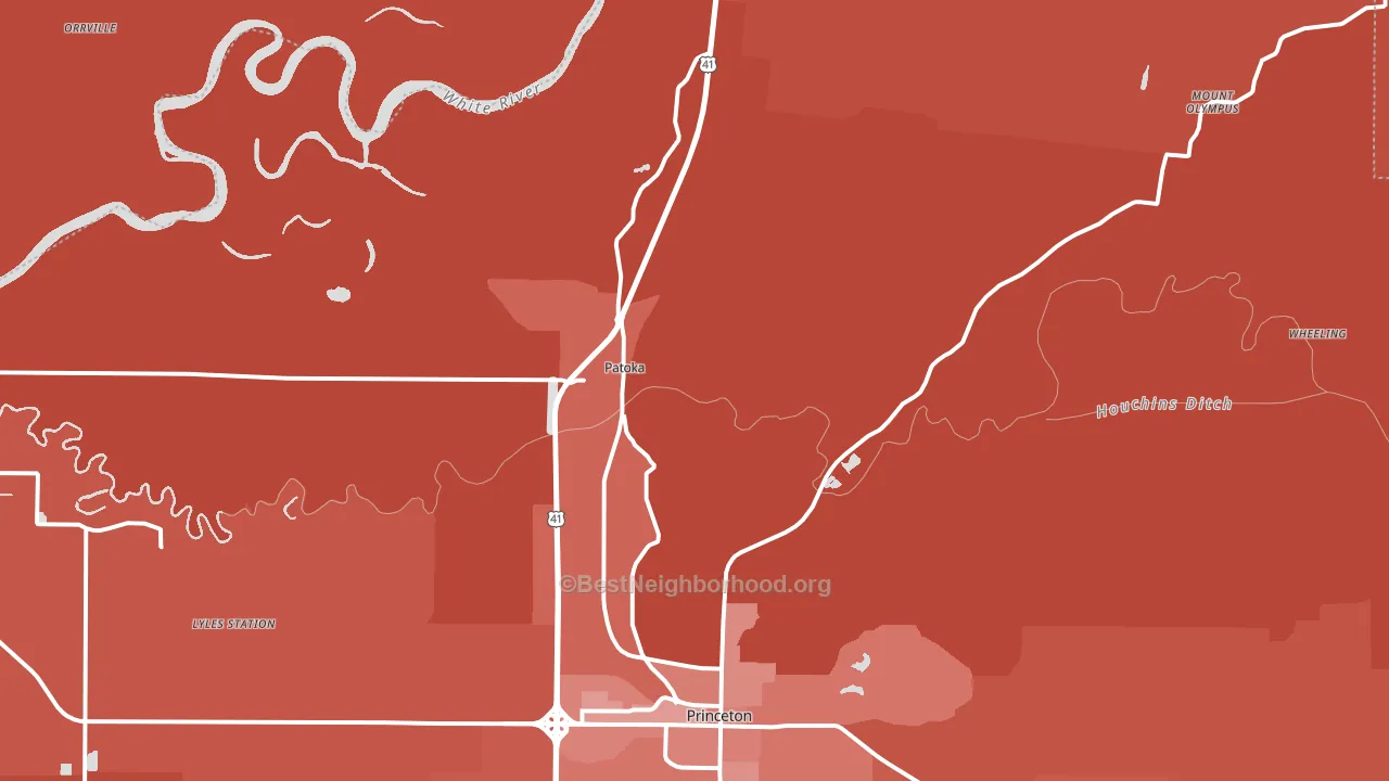 Patoka, IN block-group political-lean map