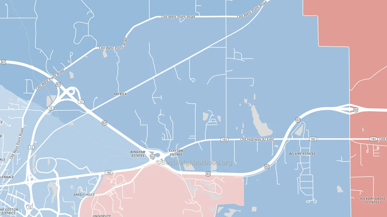 Patrick, MS block-group political-lean map