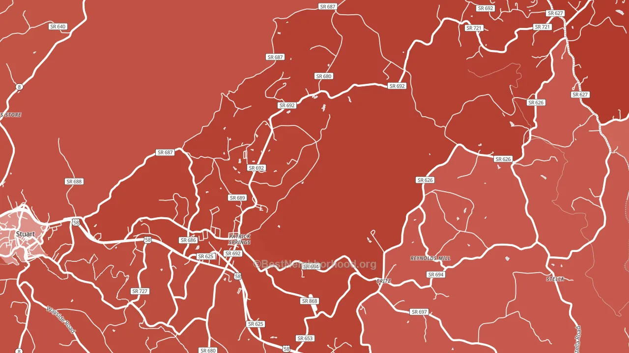 Patrick Springs, VA block-group political-lean map