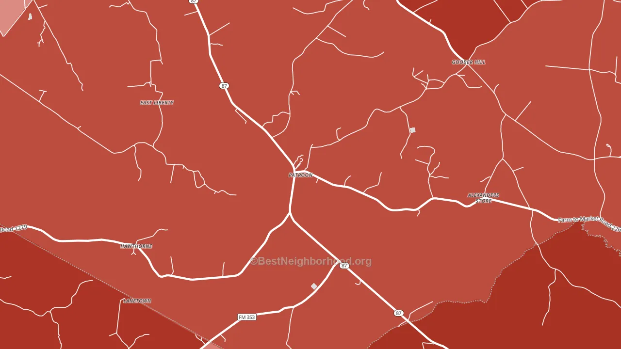 Patroon, TX block-group political-lean map