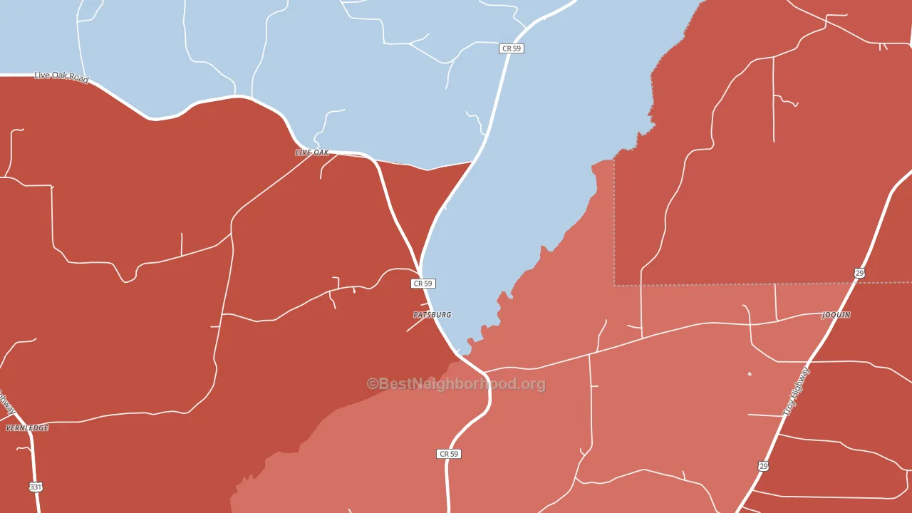 Patsburg, AL block-group political-lean map