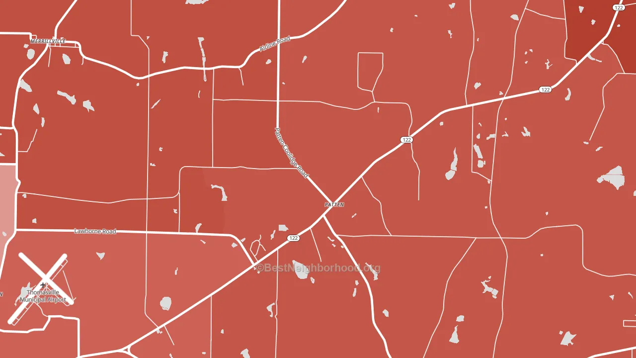 Patten, GA block-group political-lean map
