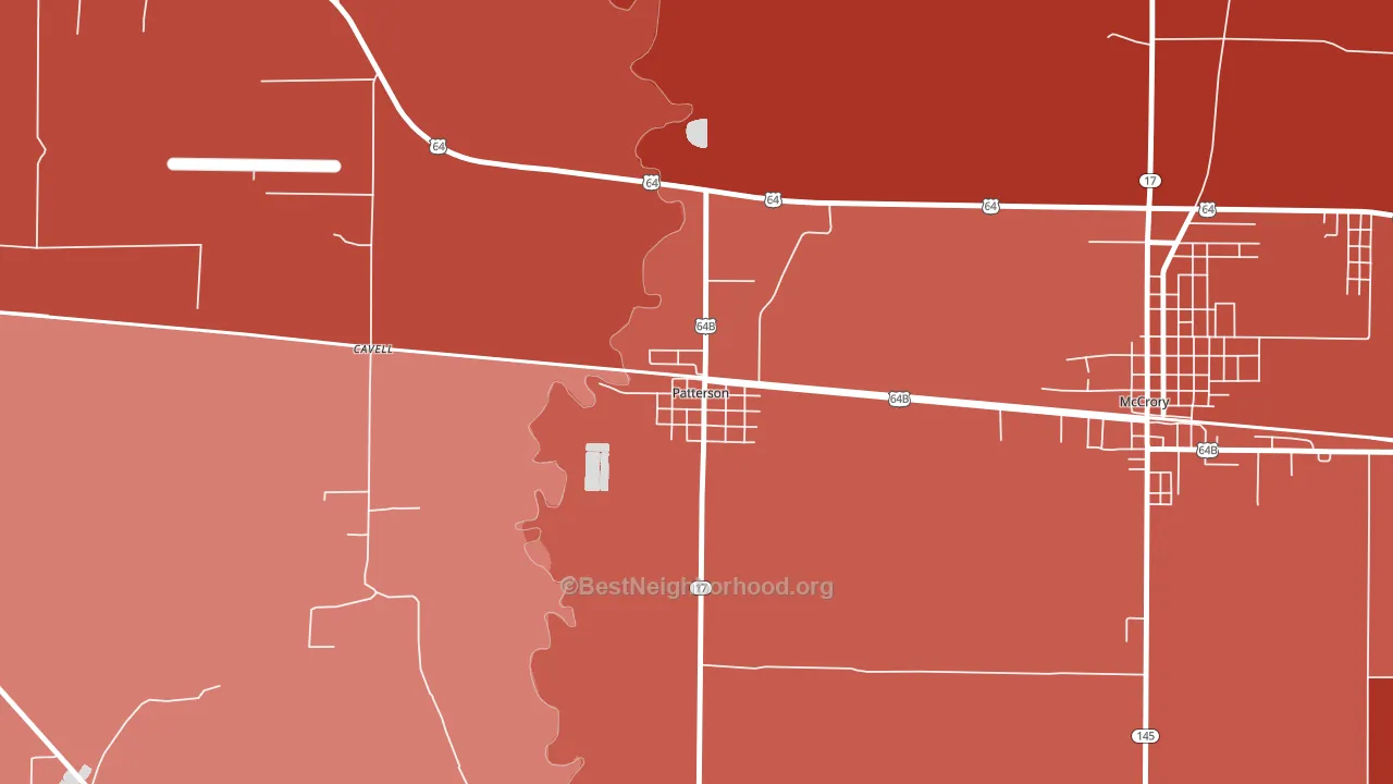 Patterson, AR block-group political-lean map