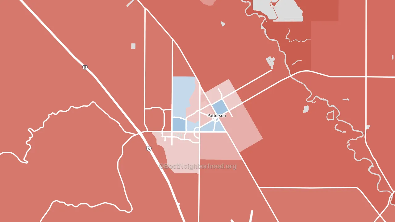 Patterson, CA block-group political-lean map