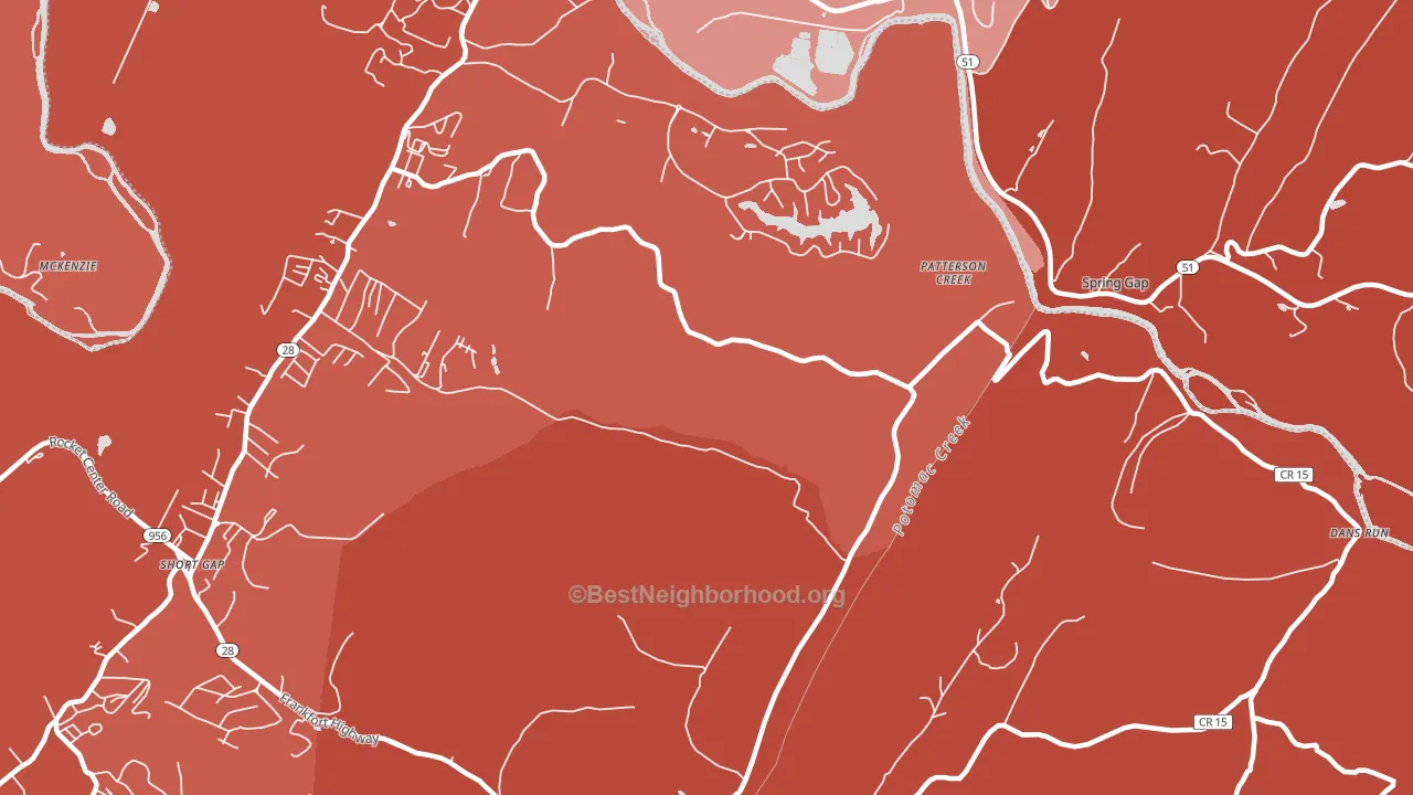 Patterson Creek, WV block-group political-lean map
