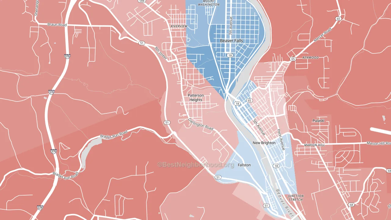 Patterson Heights, PA block-group political-lean map