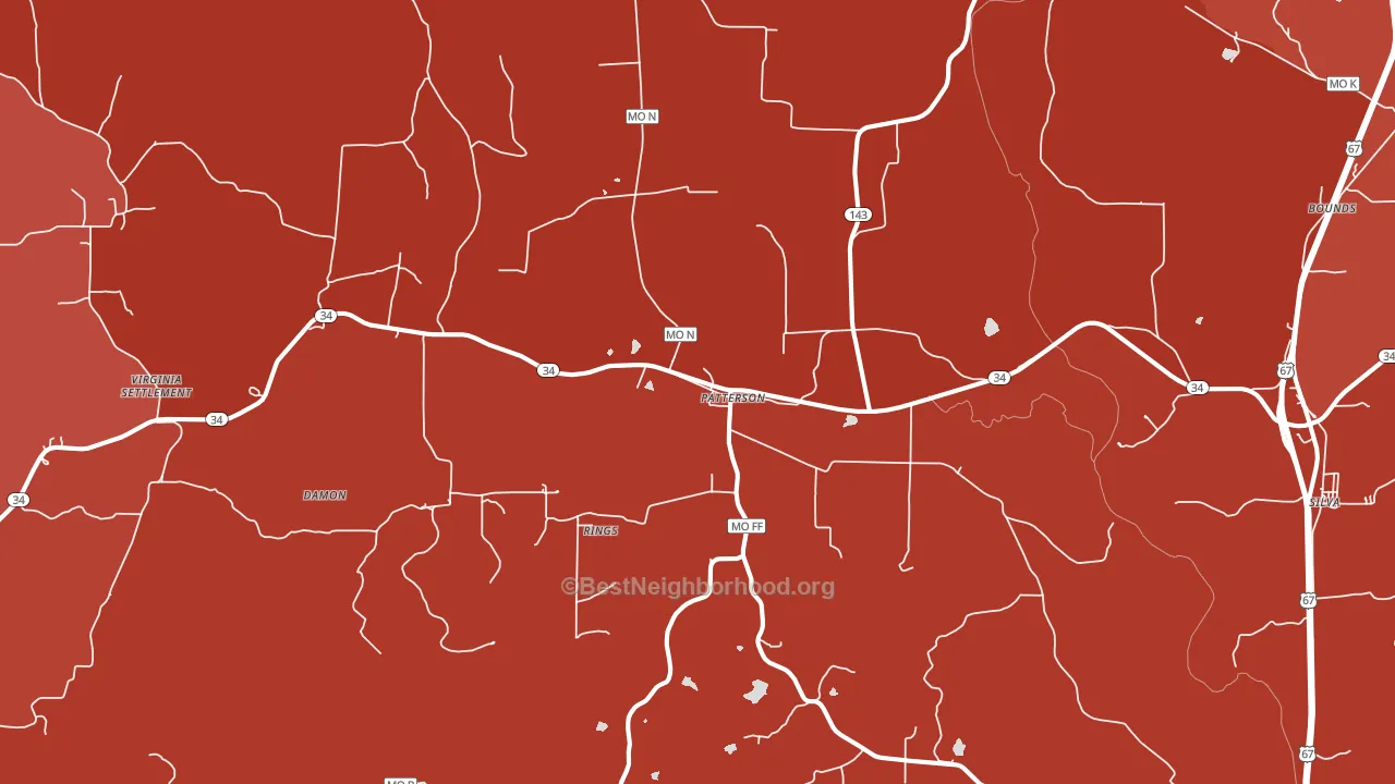 Patterson, MO block-group political-lean map