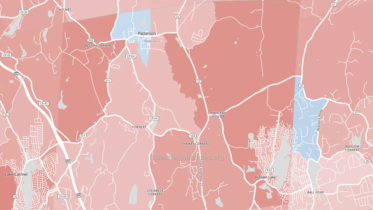 Patterson, NY block-group political-lean map