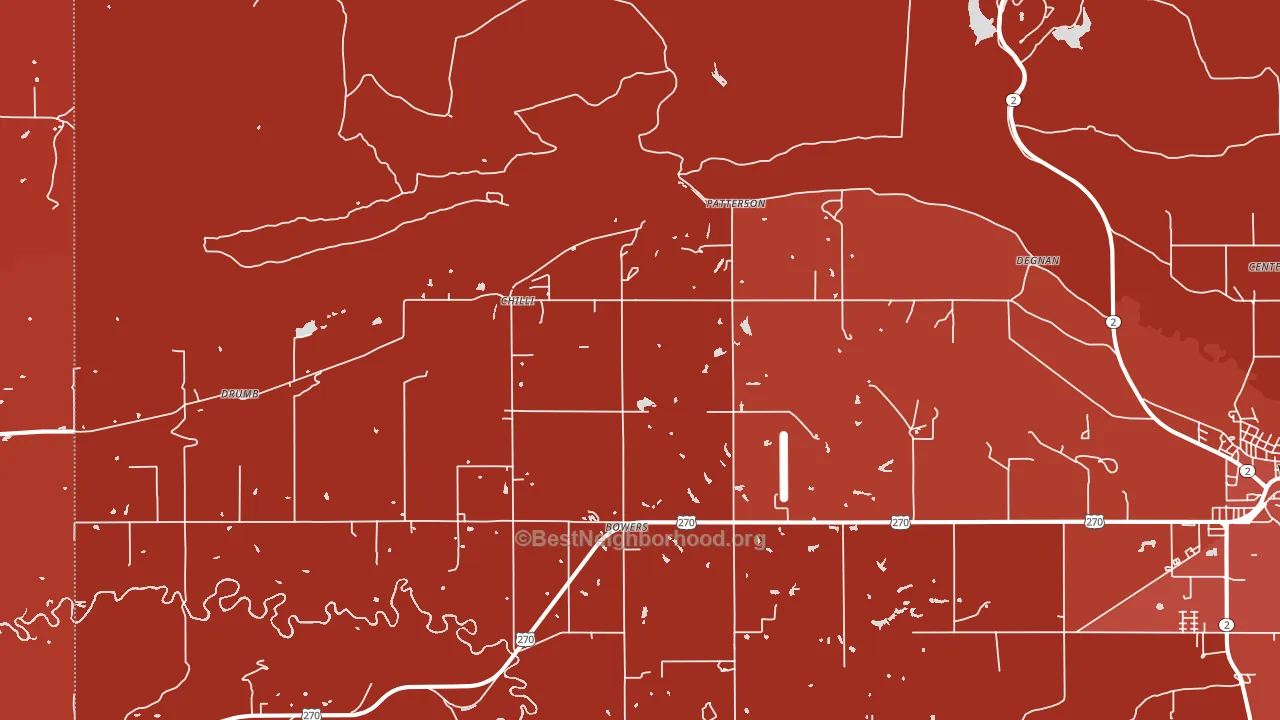Patterson, OK block-group political-lean map