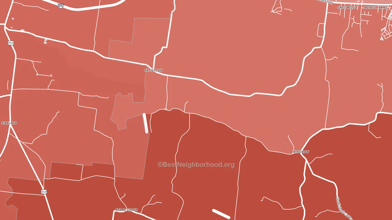 Patterson, TN block-group political-lean map