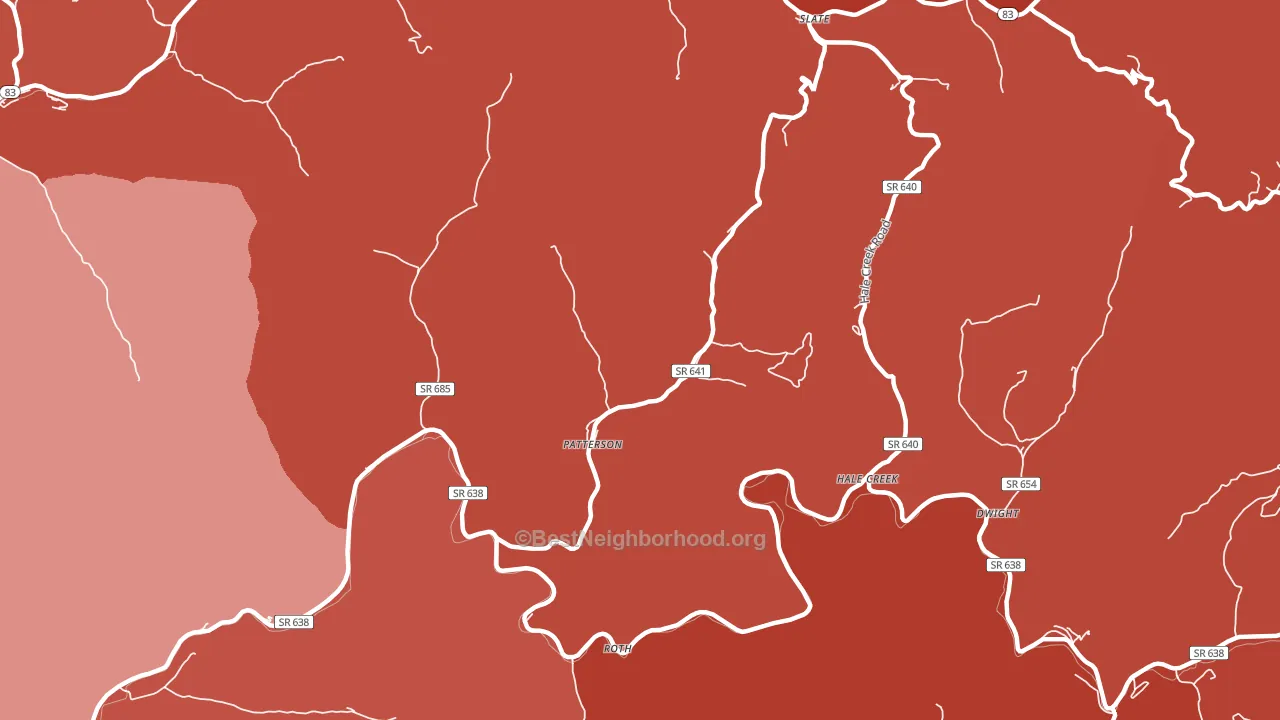 Patterson, VA block-group political-lean map