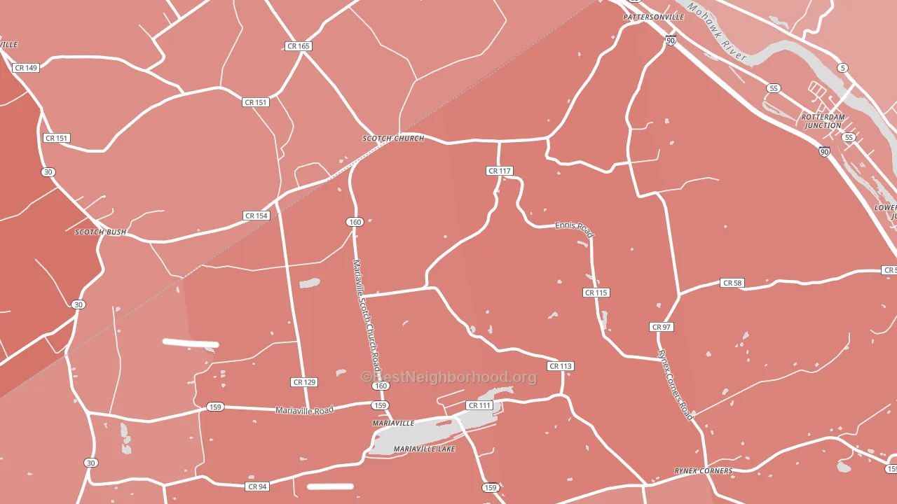 Pattersonville, NY block-group political-lean map