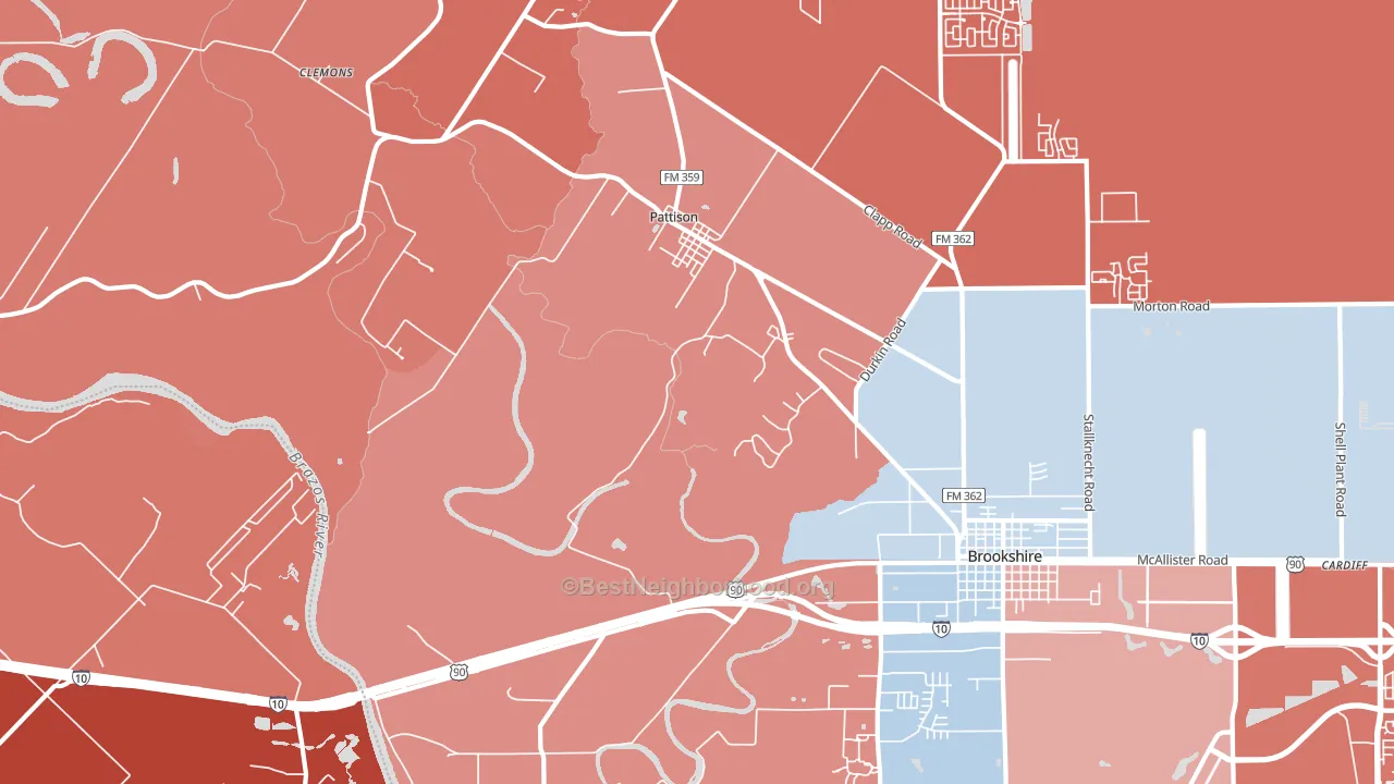 Pattison, TX block-group political-lean map