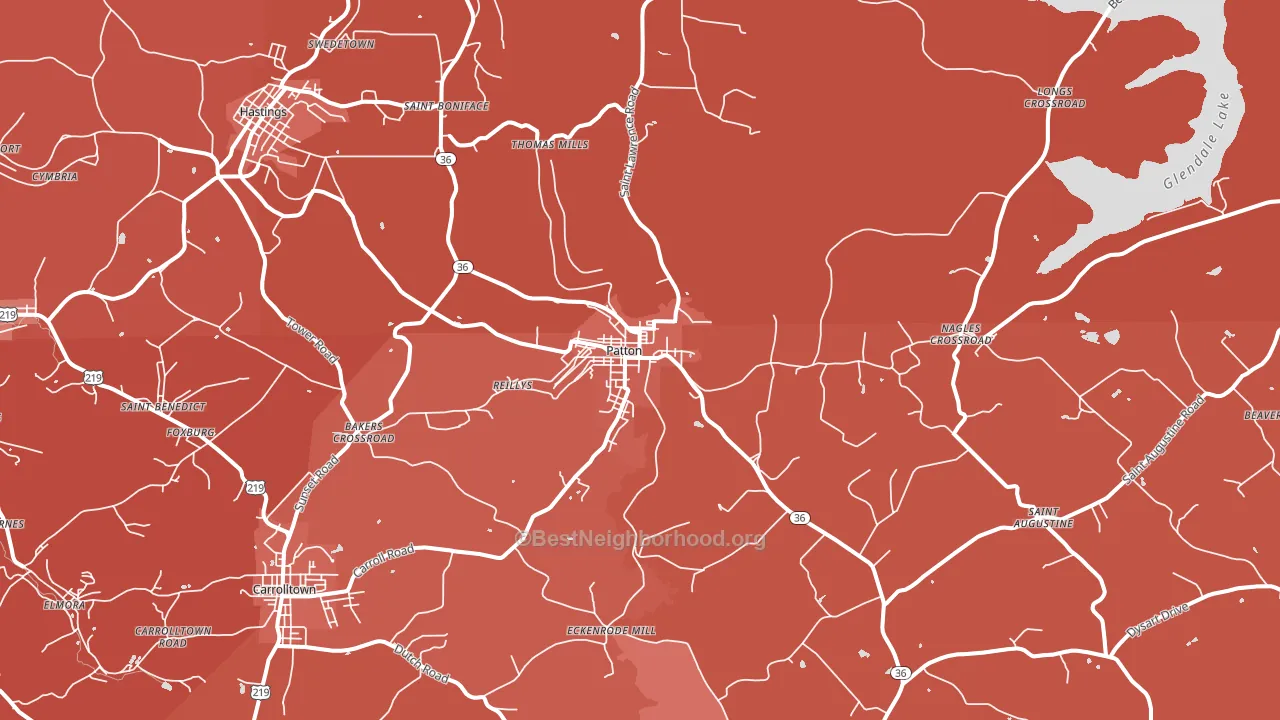 Patton, PA block-group political-lean map