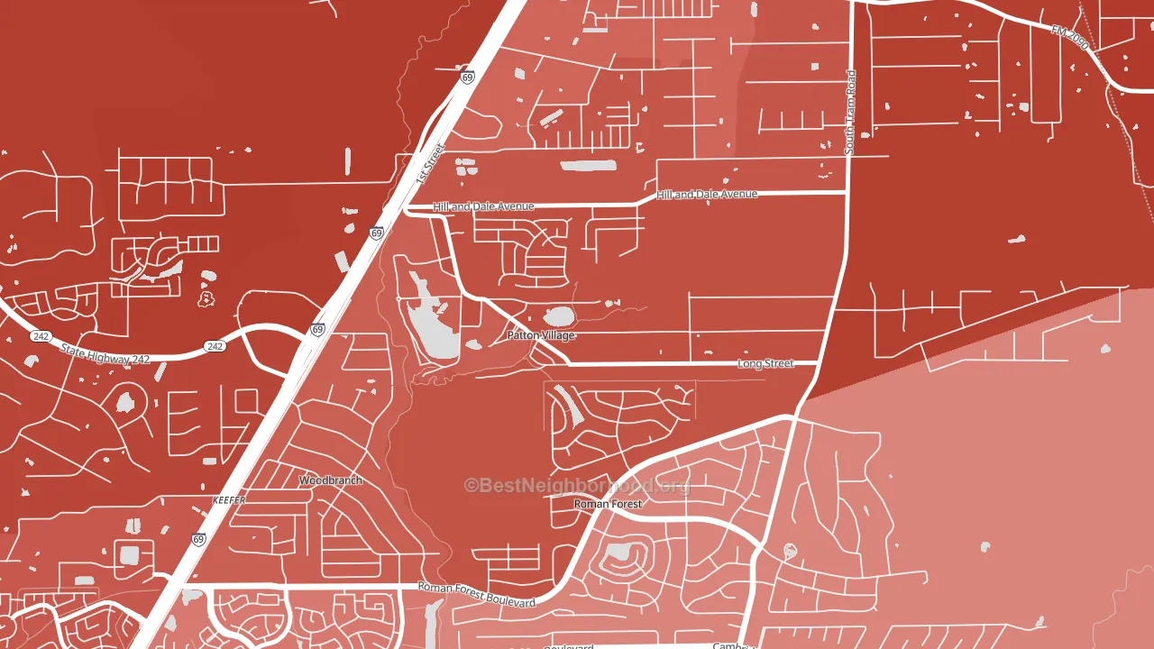 Patton Village, TX block-group political-lean map