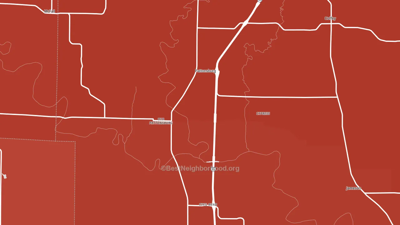 Pattonsburg, MO block-group political-lean map