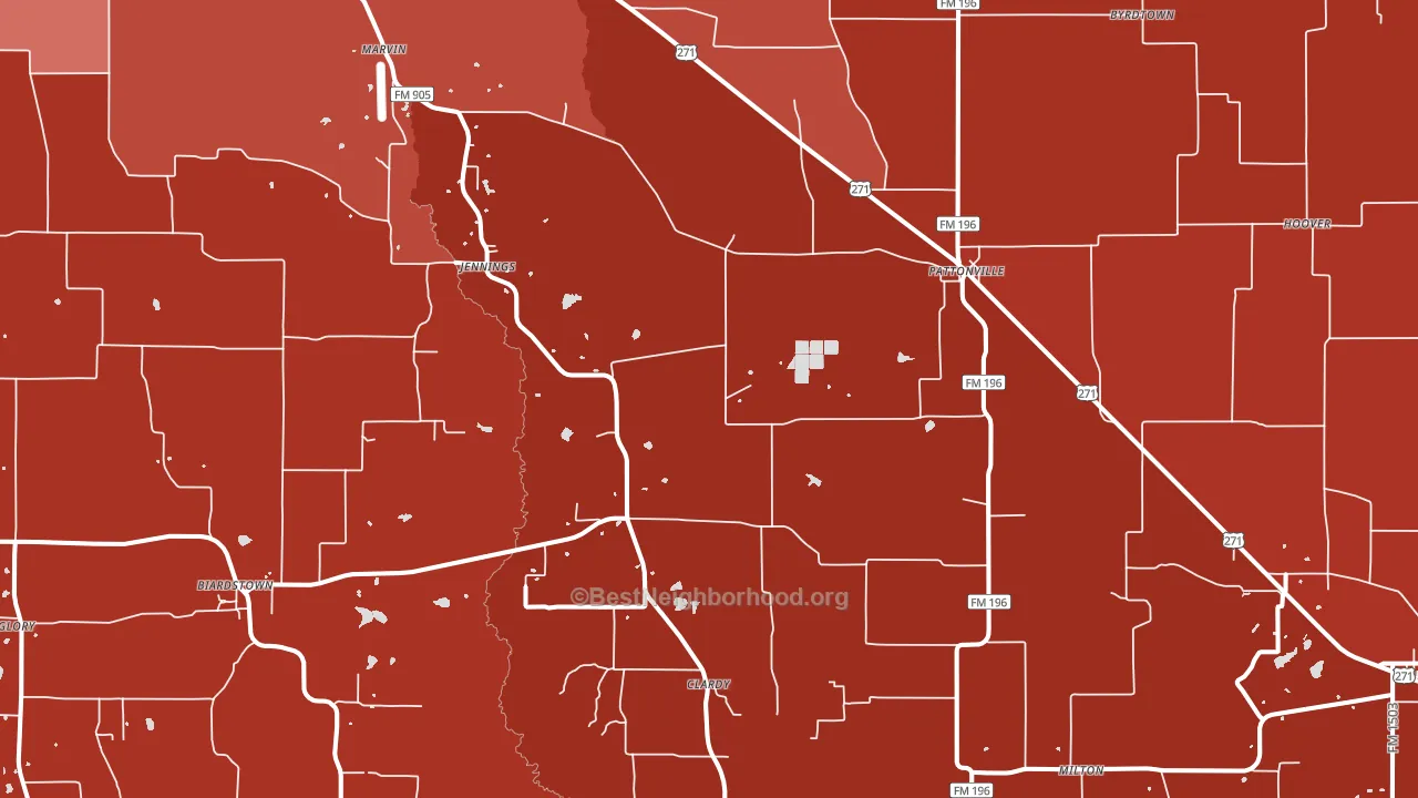 Pattonville, TX block-group political-lean map