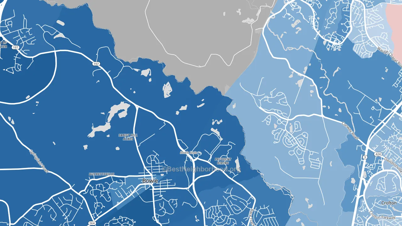 Patuxent, MD block-group political-lean map