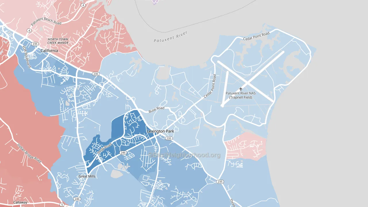 Patuxent River, MD block-group political-lean map