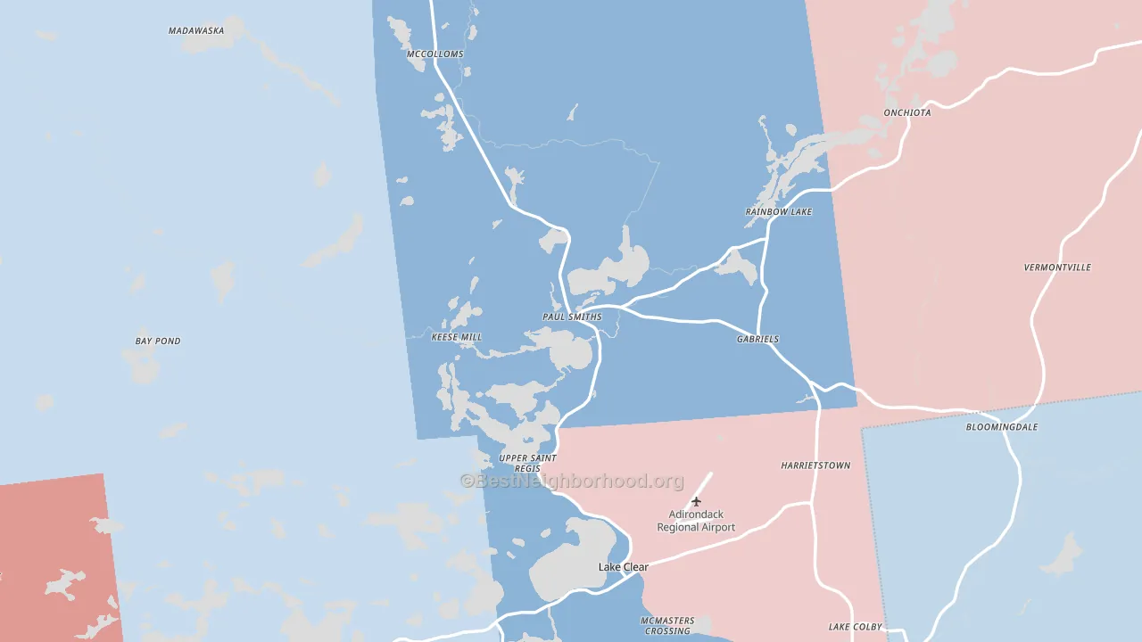 Paul Smiths, NY block-group political-lean map