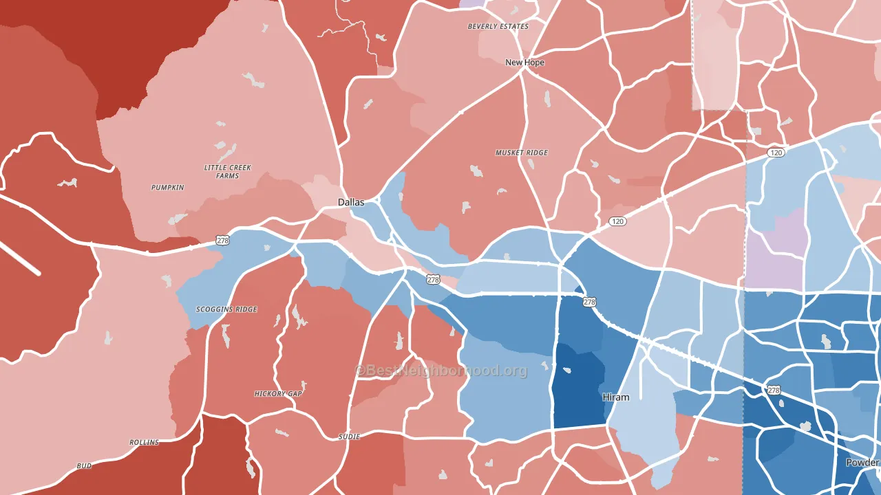 Paulding County, GA block-group political-lean map