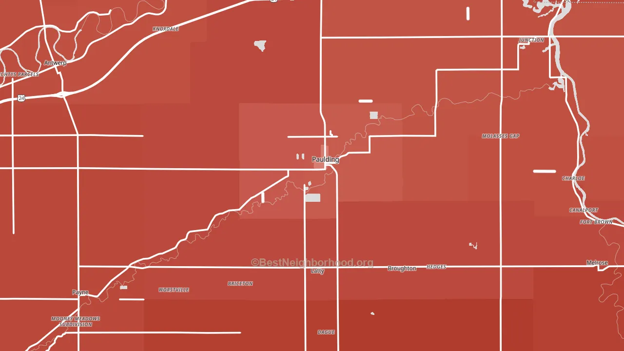 Paulding County, OH block-group political-lean map