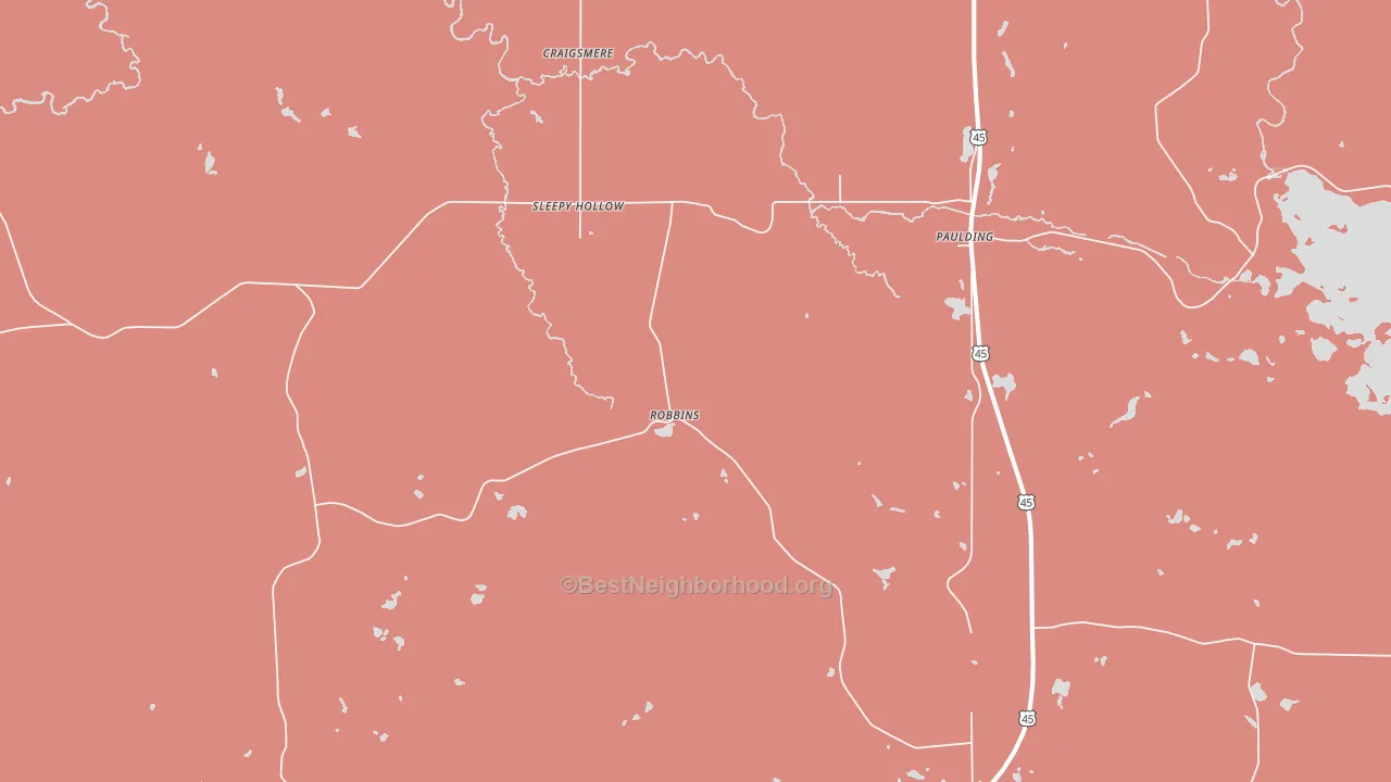 Paulding, MI block-group political-lean map