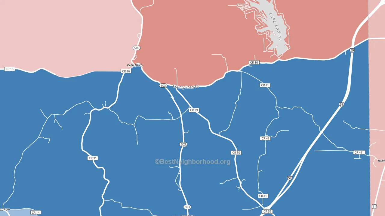 Paulding, MS block-group political-lean map