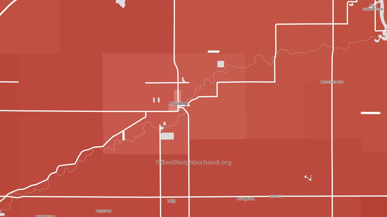 Paulding, OH block-group political-lean map