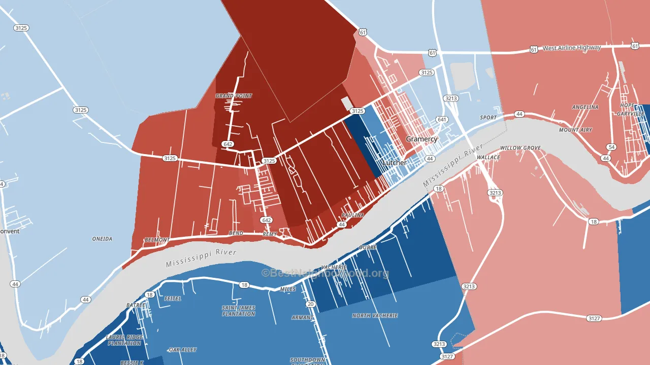 Paulina, LA block-group political-lean map