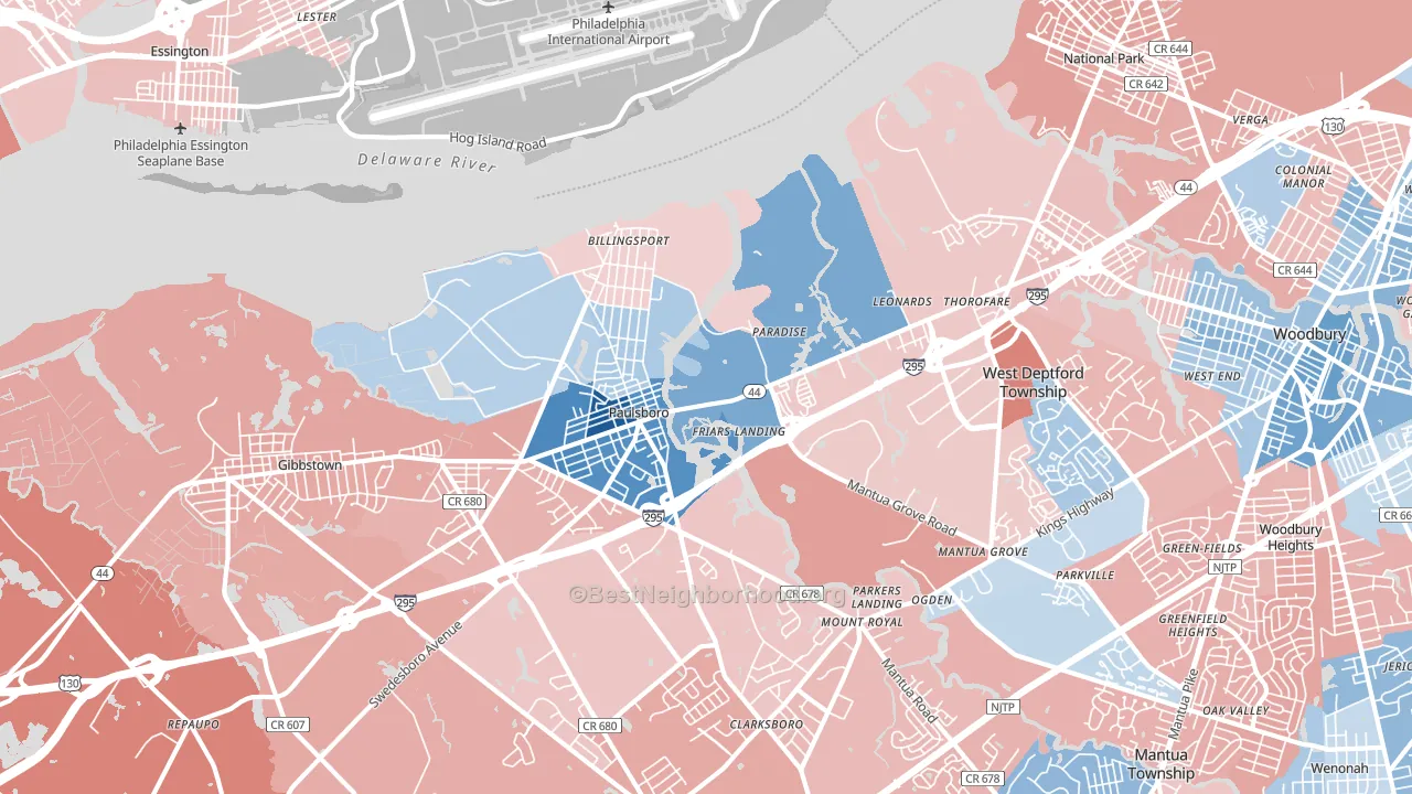 Paulsboro, NJ block-group political-lean map