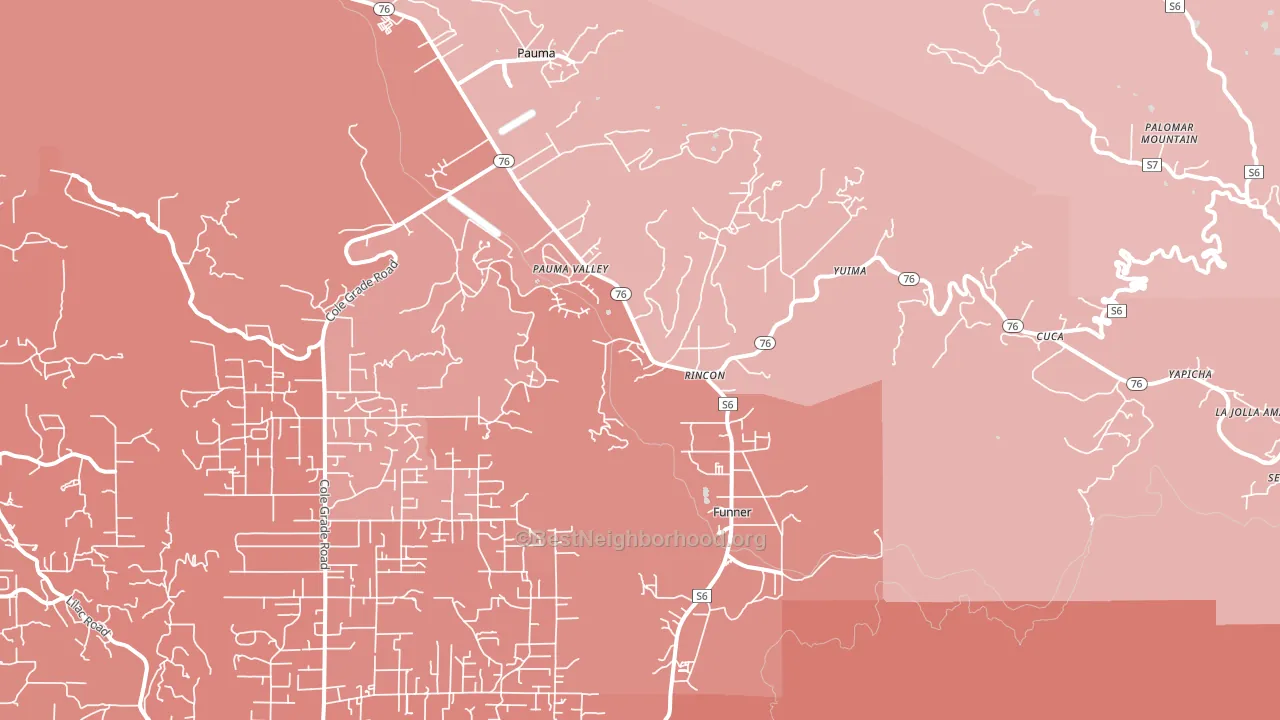 Pauma Valley, CA block-group political-lean map