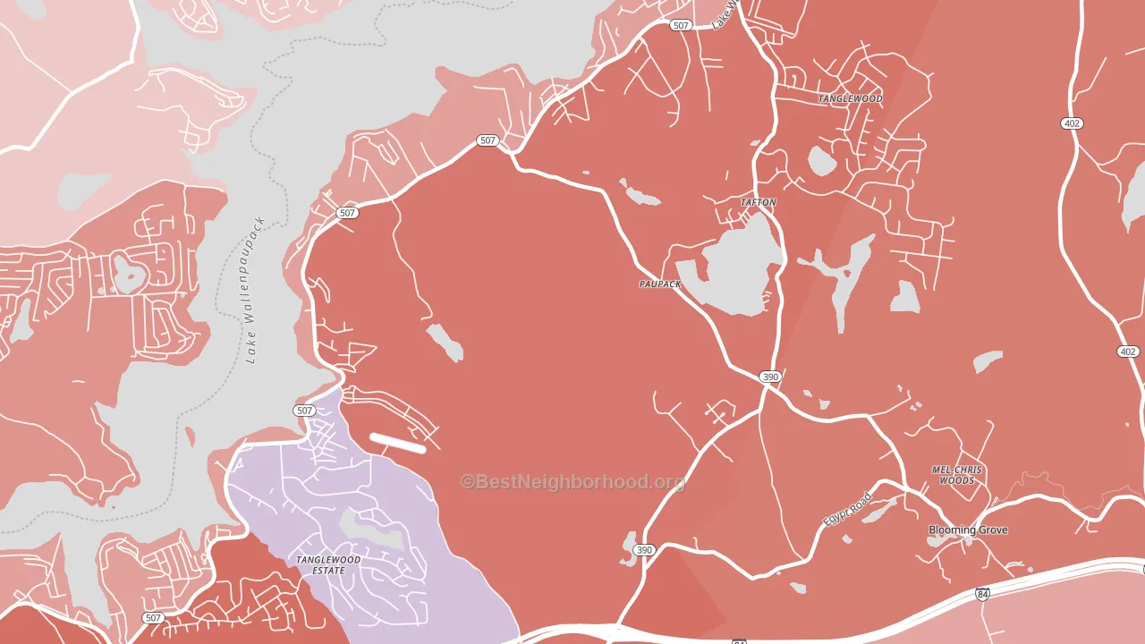 Paupack, PA block-group political-lean map