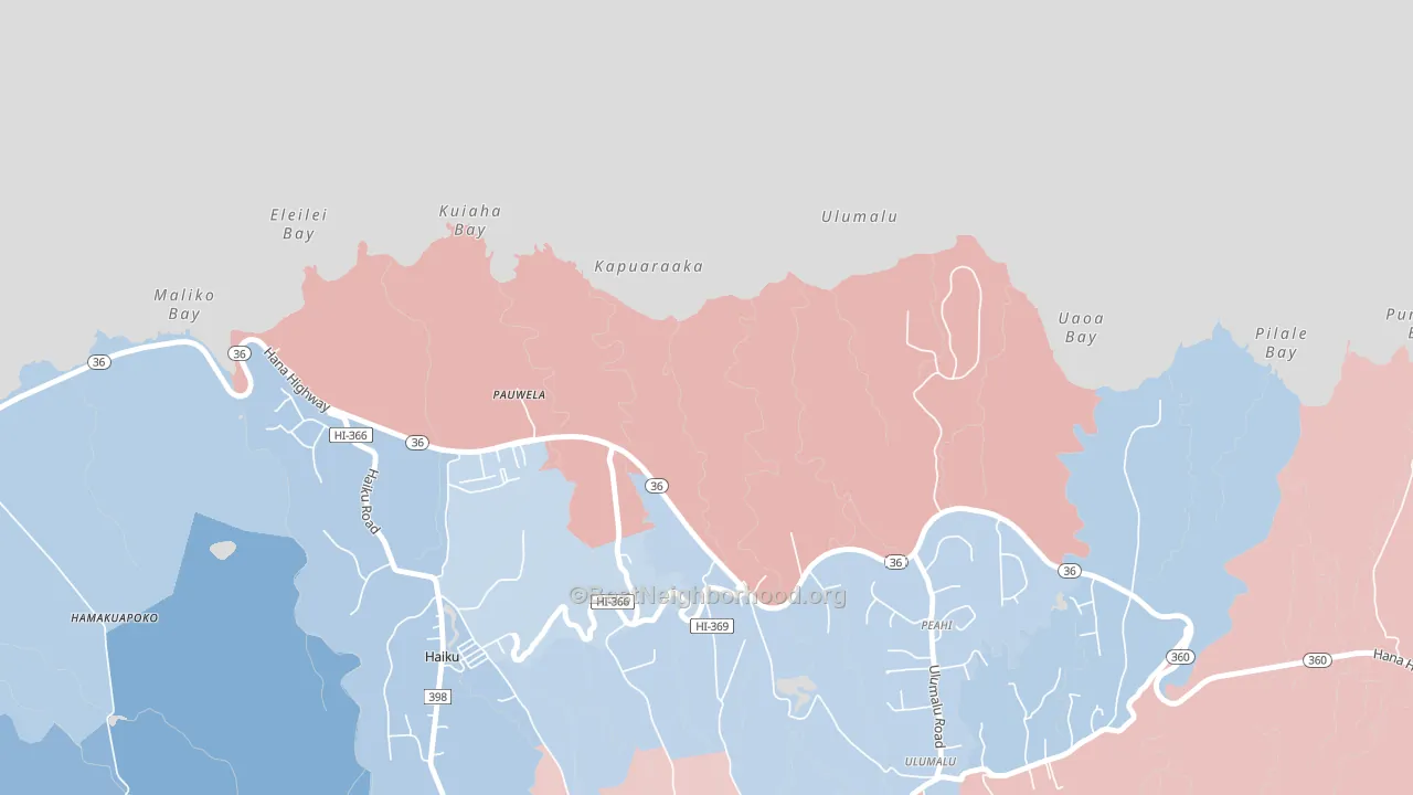 Pauwela, HI block-group political-lean map