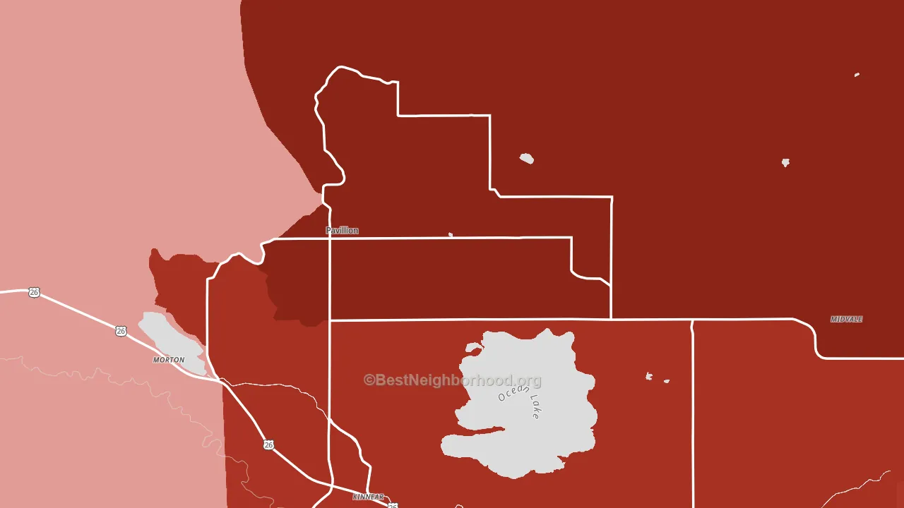 Pavillion, WY block-group political-lean map