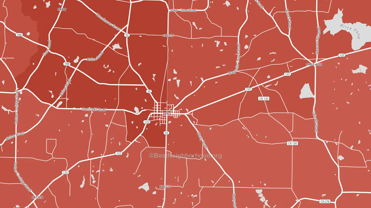 Pavo, GA block-group political-lean map