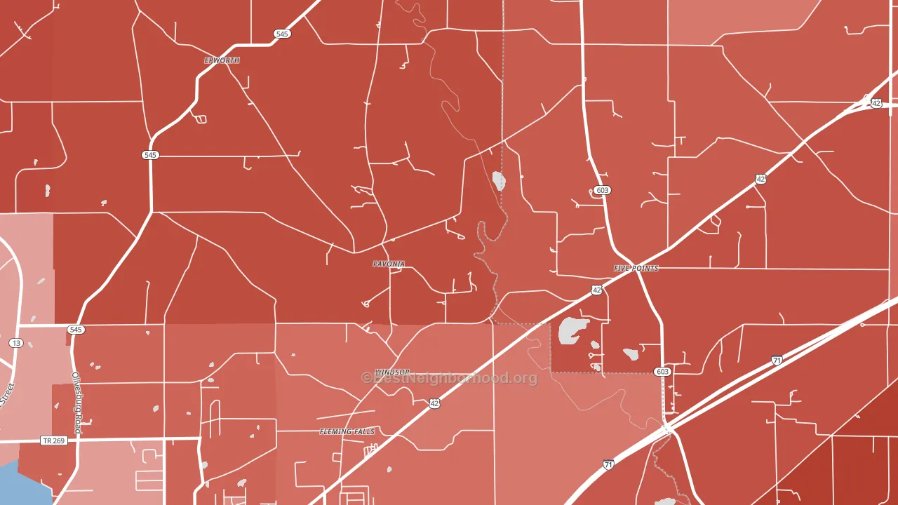 Pavonia, OH block-group political-lean map