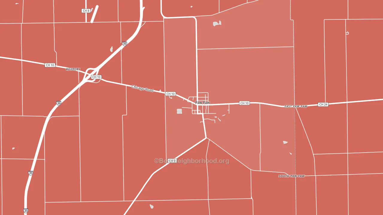 Paw Paw, IL block-group political-lean map