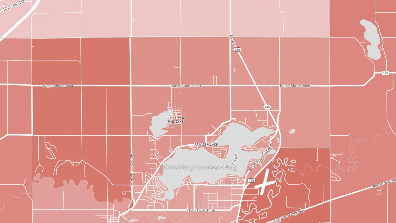 Paw Paw Lake, MI block-group political-lean map