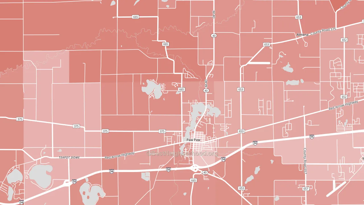 Paw Paw, MI block-group political-lean map