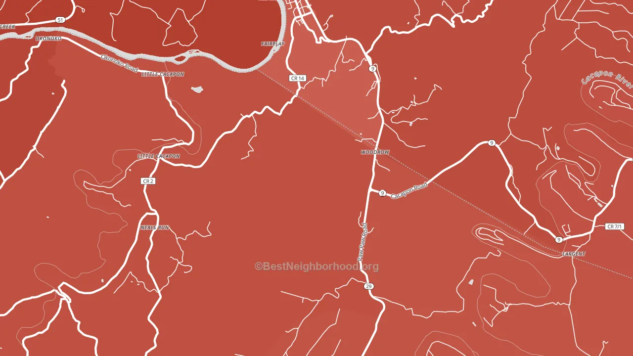 Paw Paw, WV block-group political-lean map