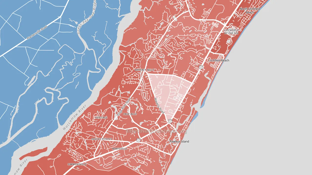 Pawleys Island, SC block-group political-lean map