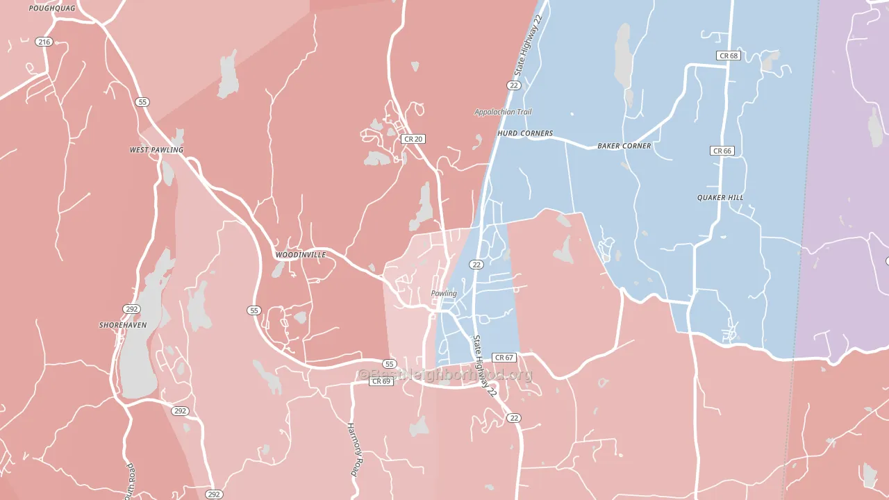 Pawling, NY block-group political-lean map
