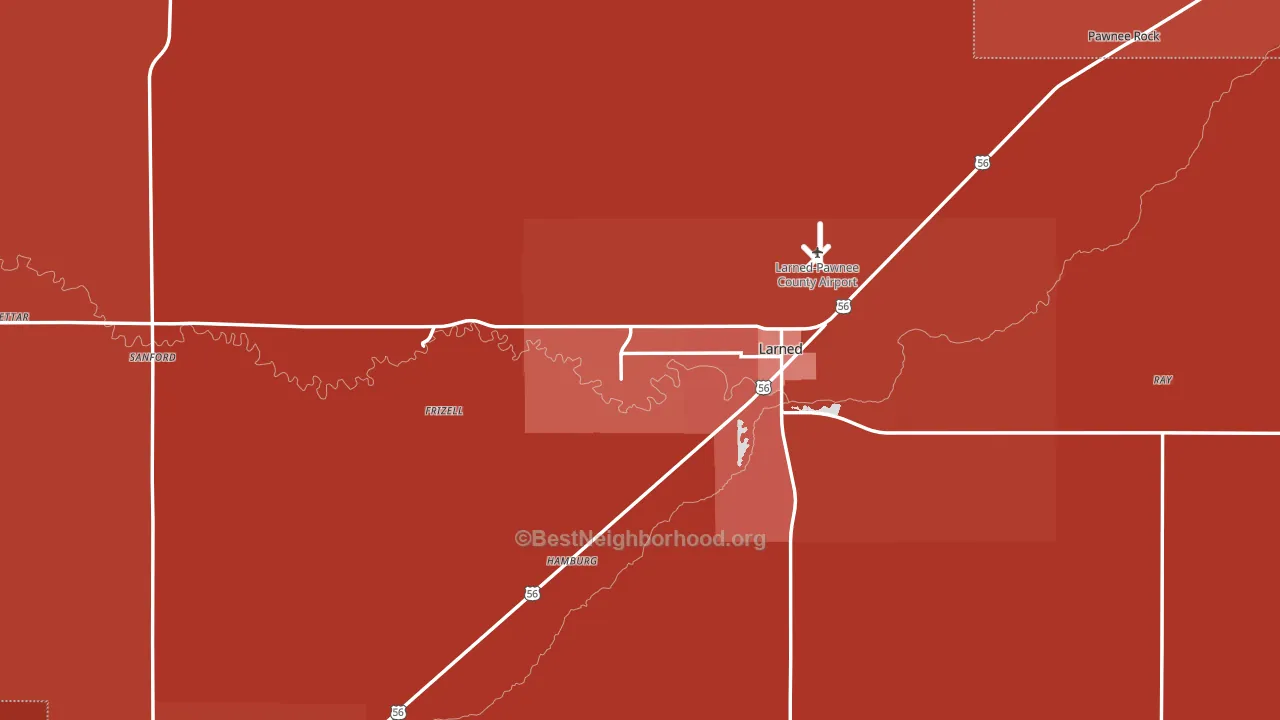 Pawnee County, KS block-group political-lean map