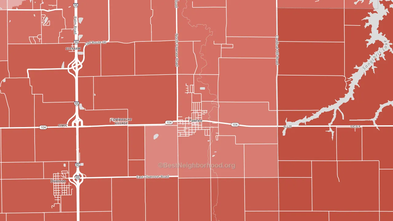 Pawnee, IL block-group political-lean map