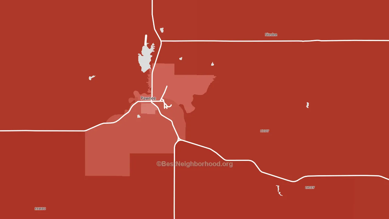 Pawnee, OK block-group political-lean map