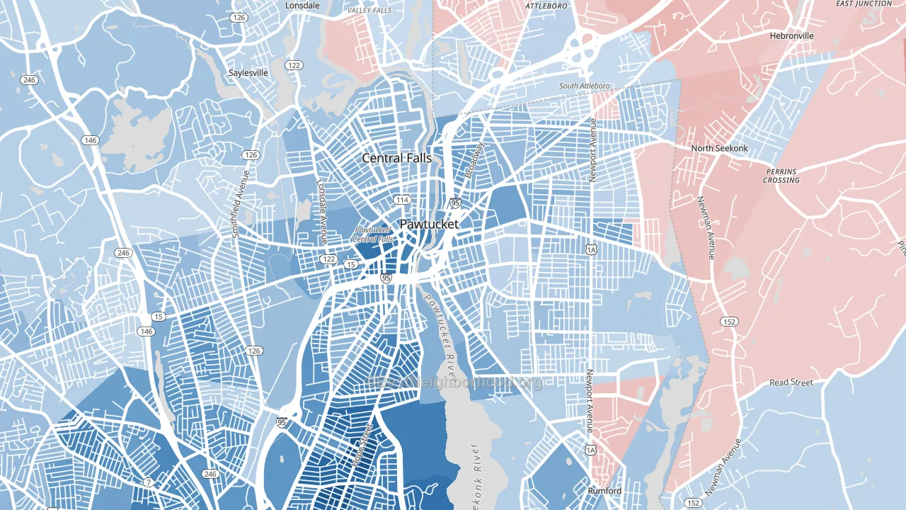 Pawtucket, RI block-group political-lean map