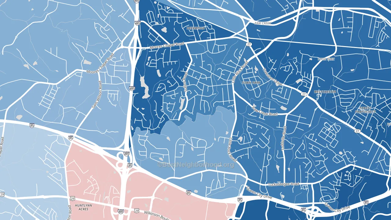 Pawtuckett, Charlotte, NC block-group political-lean map